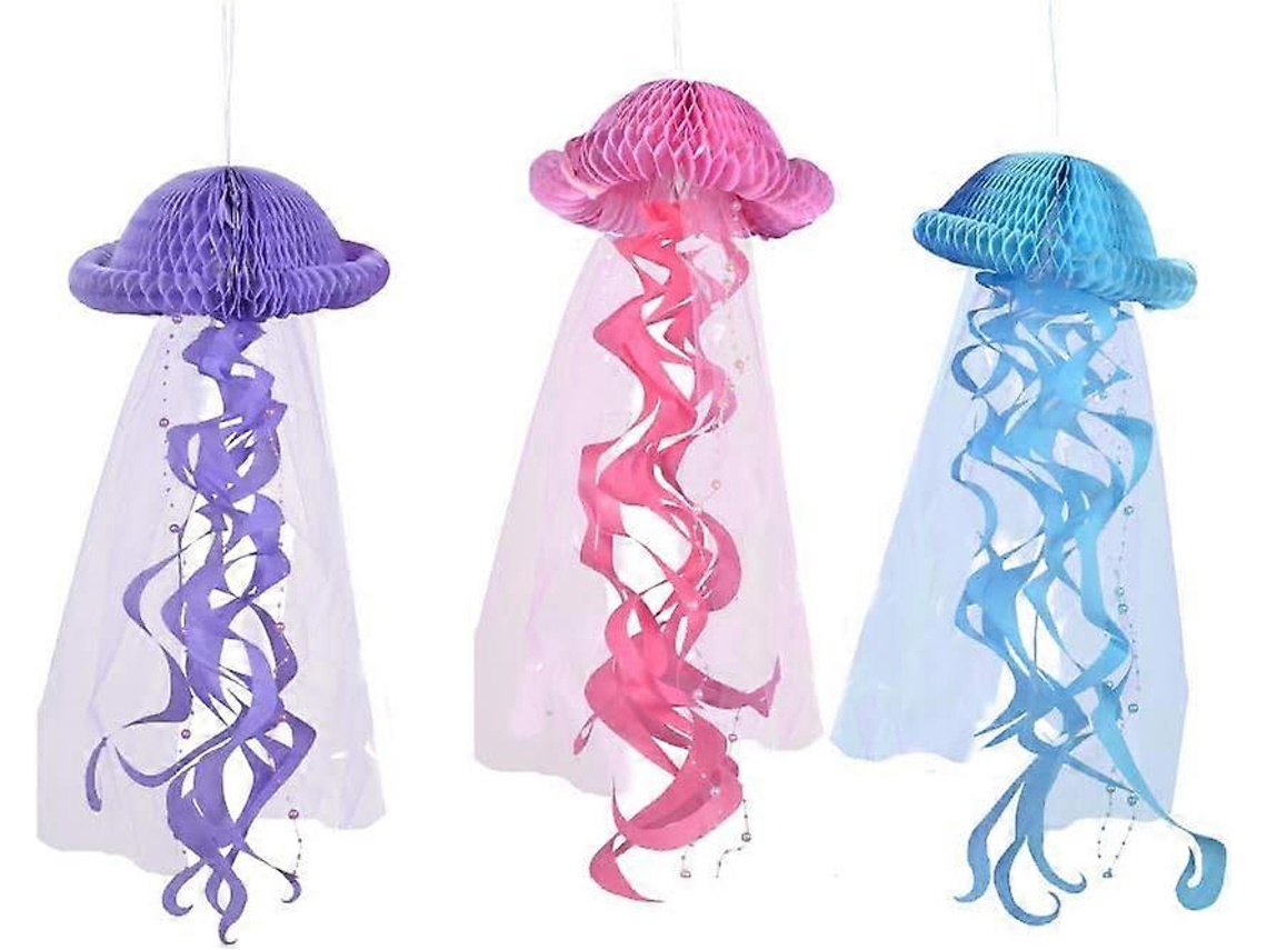 Farolillos de papel con forma de medusa, temática de sirenas, artículos para fiestas Rosewell