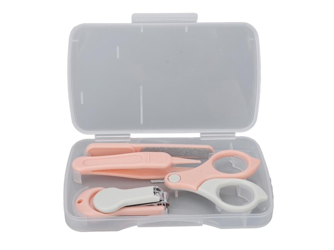 Bonito, seguro y práctico kit de manicura para bebés, set rosa para niños, bebés y niños pequeños.