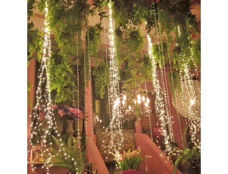 Paquete de 2 200 luces LED solares de cascada, 8 modos, luces de hadas para decoración interior y exterior