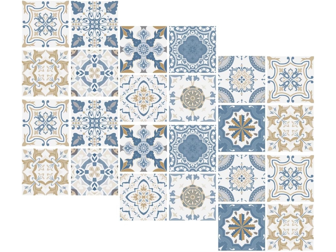24 Pegatinas Autoadhesivas Para Azulejos De Pared De 10x10 (cm), Impermeables Y