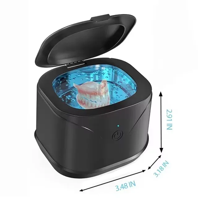 (negro) Limpiador Ultrasónico Portátil De 46 Khz, Adecuado Para Limpiar Retenedores Dentales, Aparatos Ortopédicos, Relojes, Anillos Y Otras Joyas.