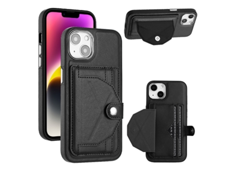 Funda Mobile Phone Cases Shockproof With Card para iPhone 13 Piel Marrón