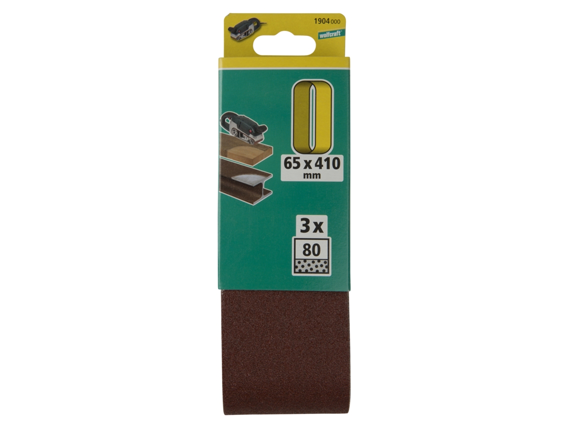 Wolfcraft 1904000 - 3 Lijas De Banda, Corindón, Grano 80, 65 X 410