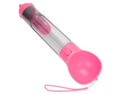 Botella de agua rosa para perro de 500 ml con vaso y bolsa de basura