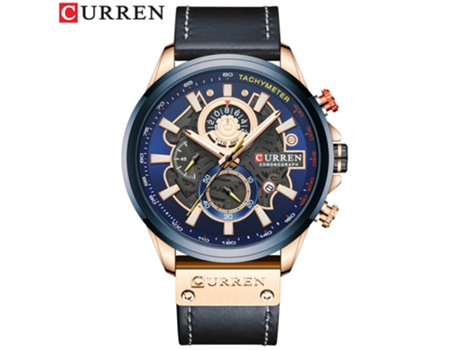 Relojes para Hombre, Relojes de Pulsera con Correa de Cuero Reloj de Negocios de Cuarzo Resistente al Agua para Hombres-Concha Rosa Azul LUUCOZK