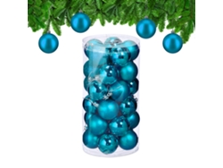 Relaxdays Set 30 Bolas Navidad, Decoración Navideña, 6 Cm, Brillante, Adornos Árbol, Plástico Irrompible, Petróleo