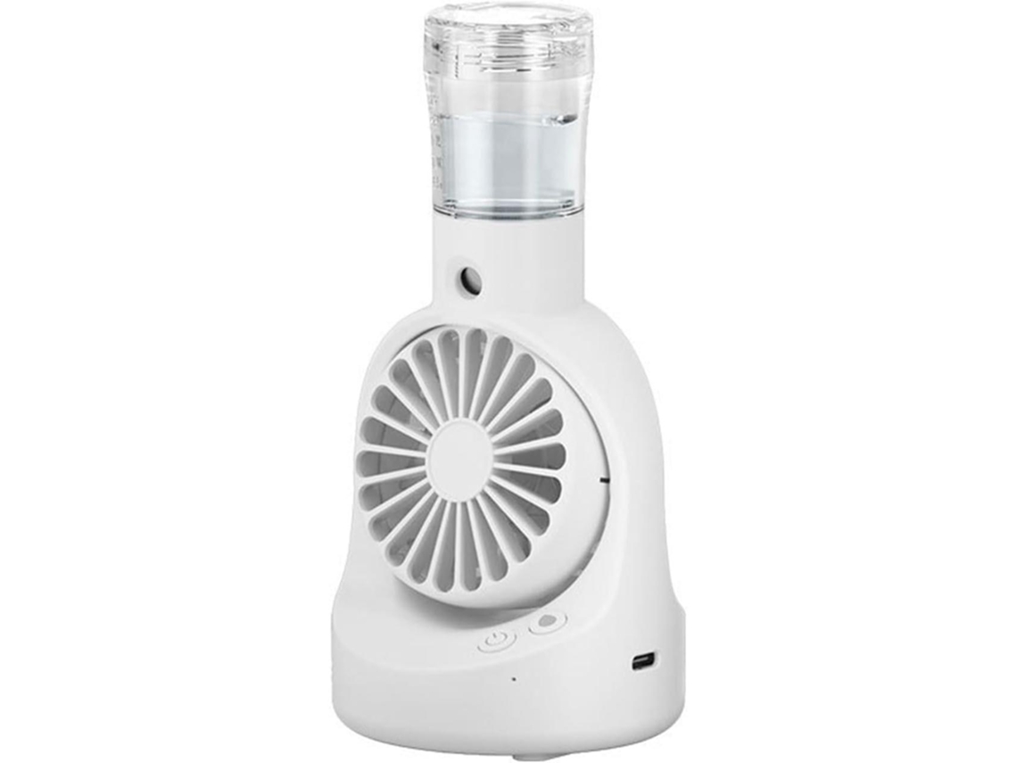 Ventilador portátil recargable con nebulizador, ventilador de mesa y pulverizador ligero (blanco)
