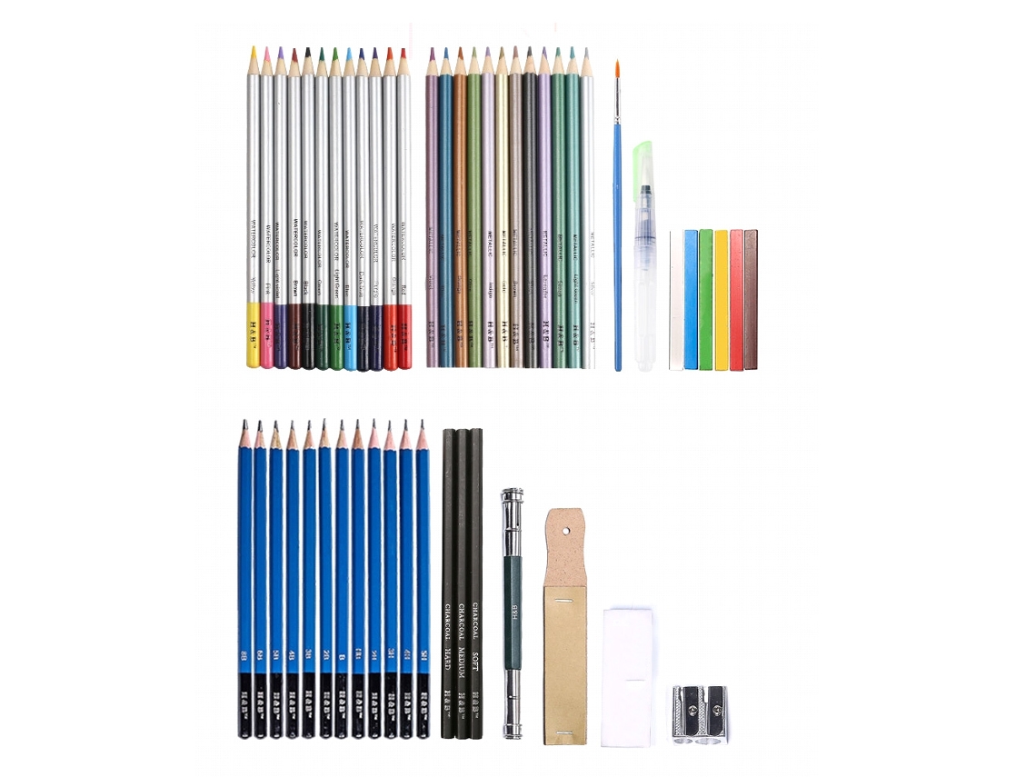 Kit De Dibujo Profesional Hb, Juego De 51 Lápices De Dibujo Con Estuche, Material Artístico, Lápices Para Bocetos.