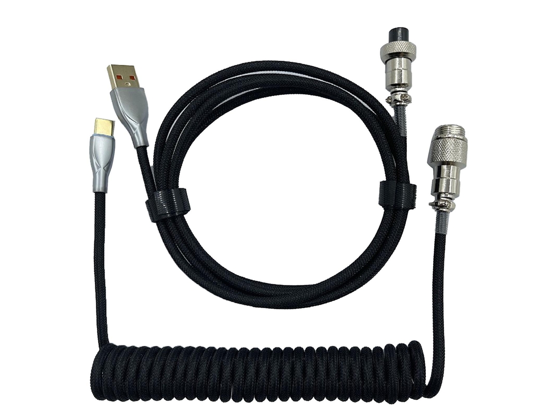 Cable retráctil profesional para teclado gaming de alta resistencia con conector en espiral para teclado mecánico. Everley891