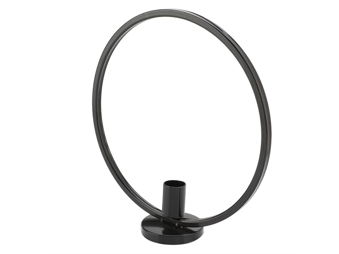 Candelabro redondo de metal para decoración de mesa (negro) KOFIHETY