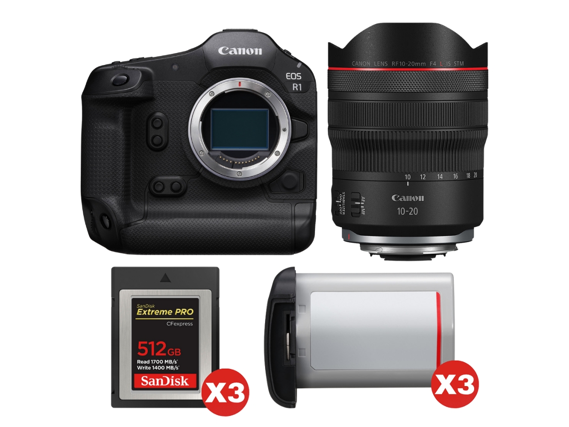 Canon Eos R1 + Rf 10-20mm F/4 L Is Stm + 3 Sandisk 512gb Extreme Pro Cfexpress Type B + 3 Canon Lp-e19 + Ebook “20 Consejos Para Fotos Que Impactan”
