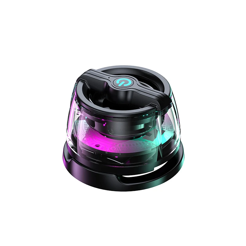 Altavoz Bluetooth magnético con iluminación RGB, subwoofer portátil y micrófono (sin asa)