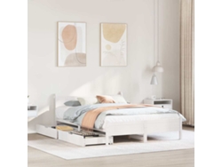 Estructura De Cama Sin Colchón Madera De Pino Blanca 140x190 Cm