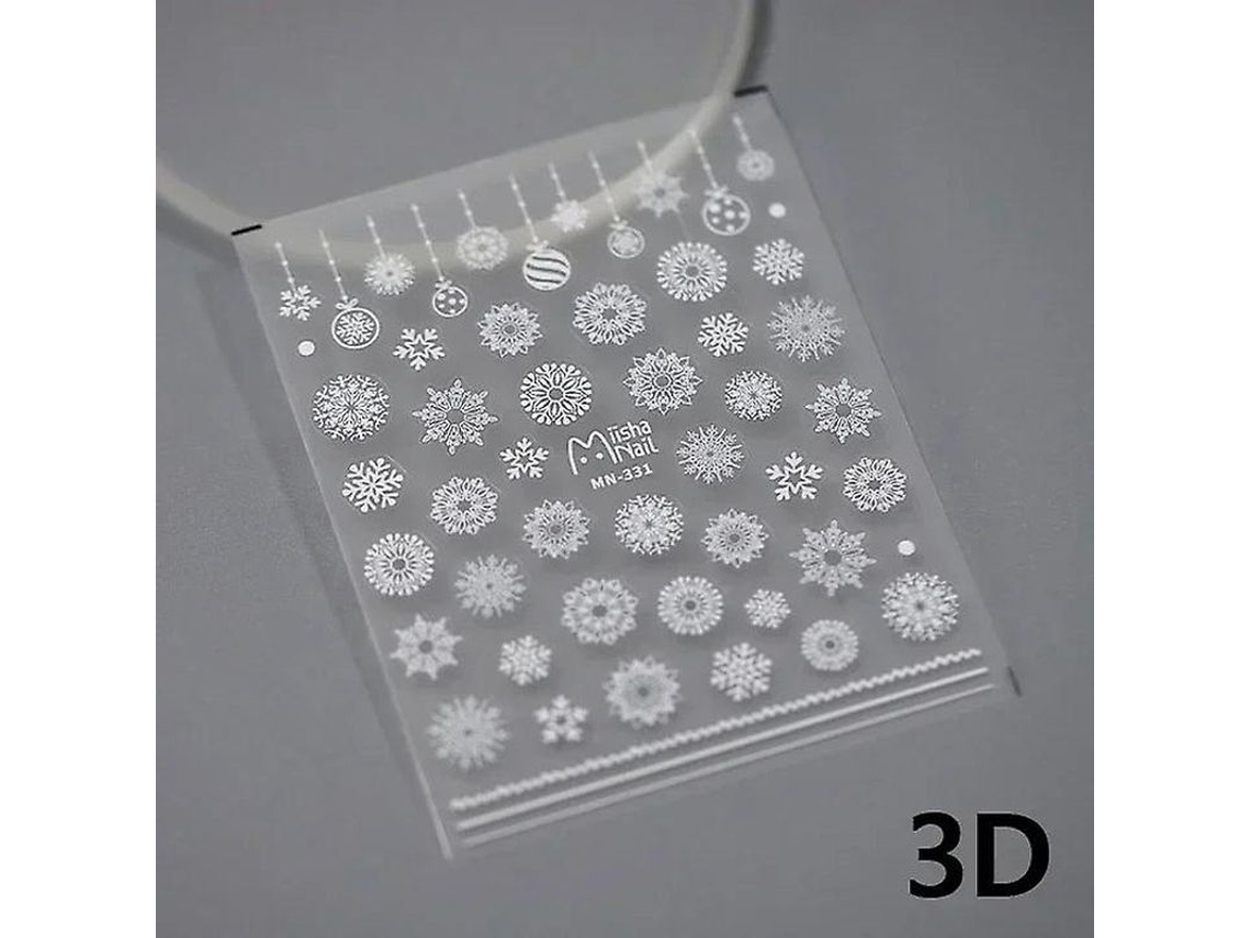Pegatinas 3d Para Uñas, Diseño Navideño De Copo De Nieve Láser Con Diamantes De Imitación, 5d, Decorativas Y Autoadhesivas.
