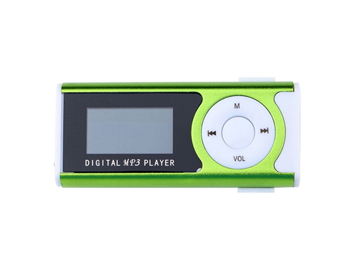 Mini reproductor de música MP3 portátil Reproductor de MP3 de metal con pantalla LCD Luz LED Soporte Tarjeta de memoria TF Formato de audio MP3/WMA Negro verde