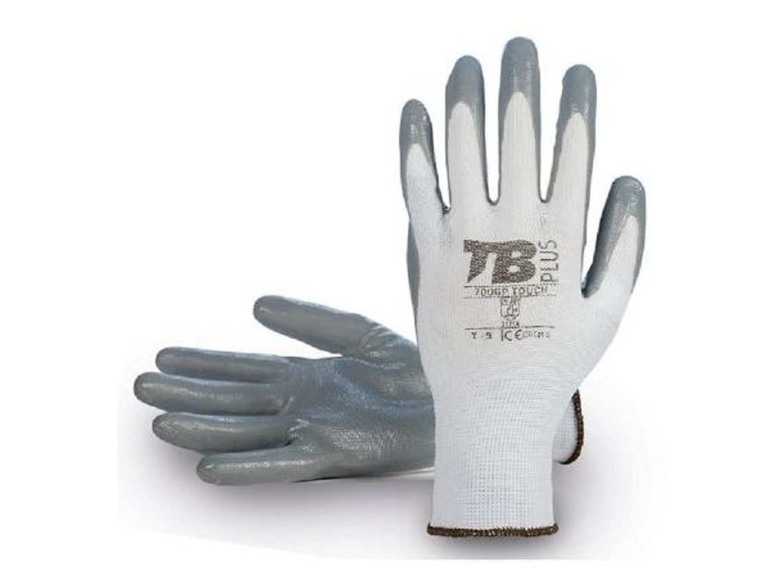 Guante poliester blanco palma nitrilo gris 700gp touch talla 7-10 t/guante talla l-9