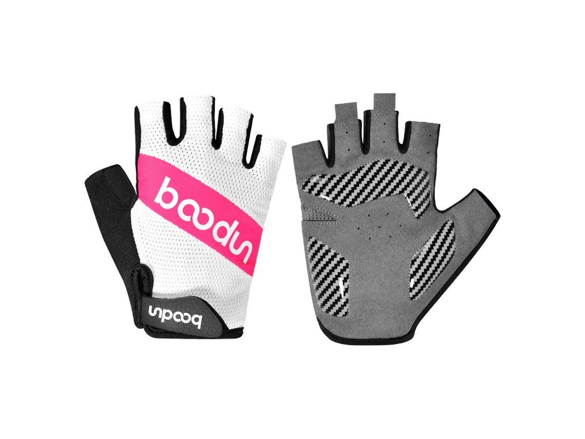 Guantes de ciclismo para actividades al aire libre con dedos descubiertos y silicona reflectante 4D para mayor visibilidad nocturna. MDUG (Negro Rosa Rojo M)