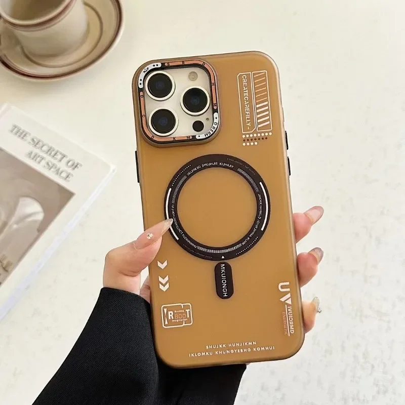 (iphone 12, Dorado) Funda Magnética Para Teléfono, Compatible Con Carga Inalámbrica Magsafe, Marco De Lente Metálico Y Protector De Botones.