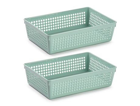 PLASTIC FORTE - Juego de 2 Bandejas Organizadoras Medianas Multiusos Verde