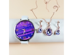 Conjunto De Regalo De 4 Piezas Para Mujer: Reloj, Pulsera, Collar Y Pendientes, Con Caja.