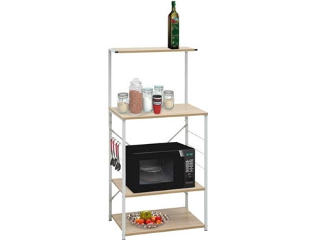 vidaXL Armario de microondas aglomerado blanco y roble 60x39,6x123 cm