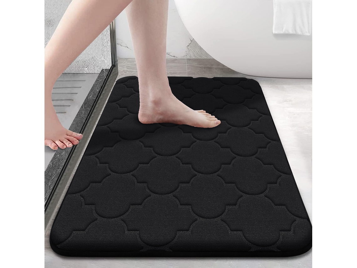 (negro) Alfombra De Baño De Espuma Viscoelástica Ultra Suave, Antideslizante, Absorbente Y Lavable A Máquina.