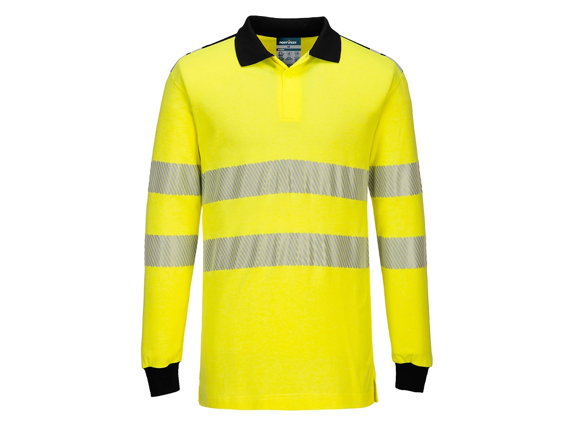 Polo De Alta Visibilidad Resistente A La Llama Pw3 Fr Modaflame Hi-vis Amarillo Negro / Xl