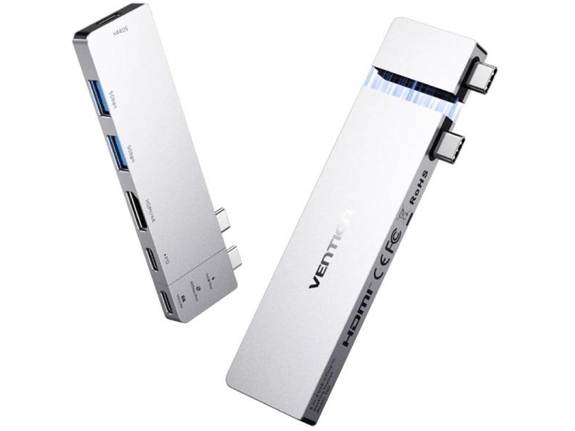 Docking Usb Tipo-c Vention Thzh0- 1xhdmi 4k- 2xusb- 2xusb Tipo-c- 1xthunderbolt- 1xusb Tipo-c Pd- Gris
