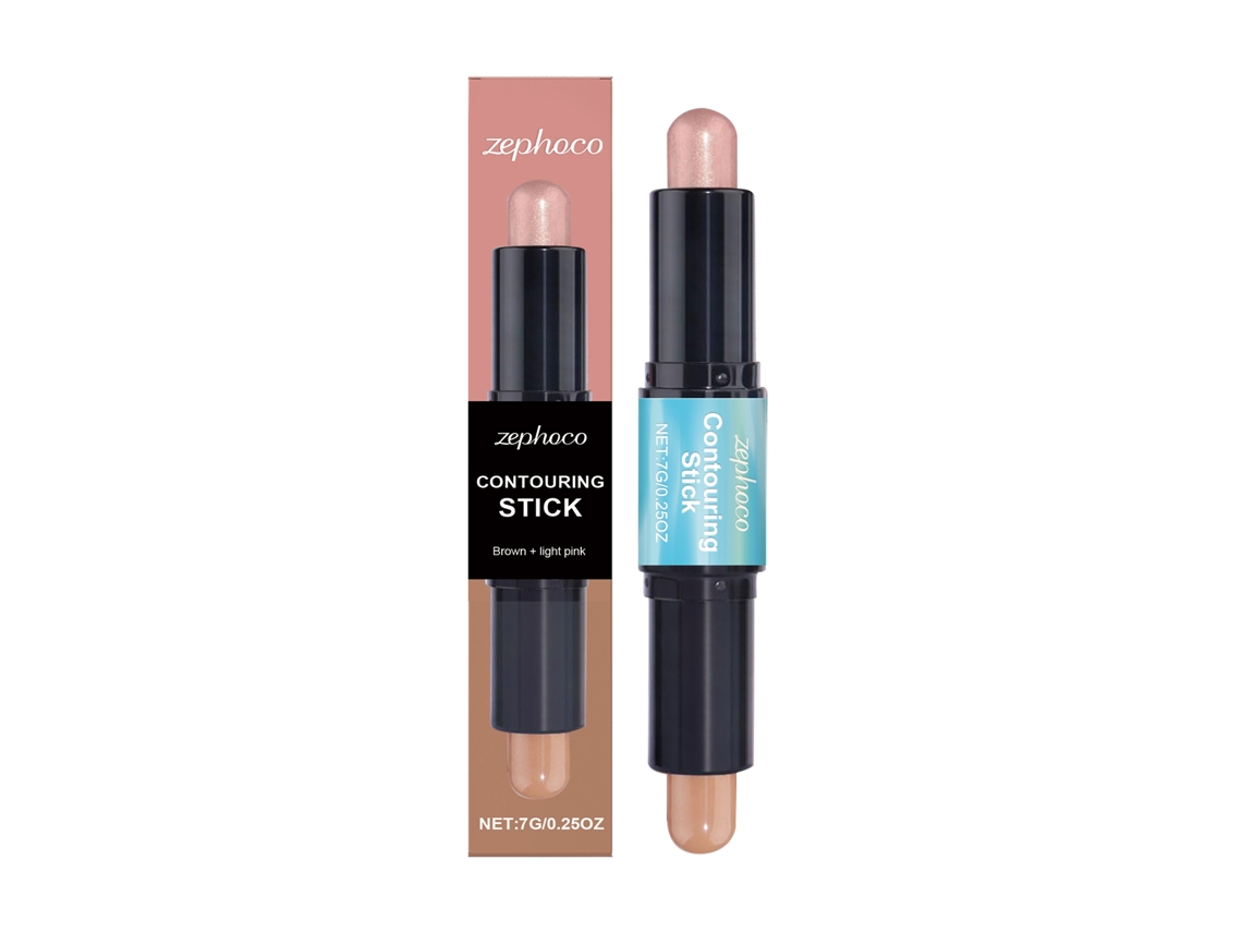 Brocha 2 en 1 para contornear y dar forma al rostro - Marrón + Rosa claro