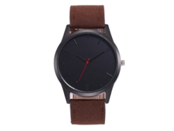Reloj De Pulsera De Aleación Cuadro Redondo Reloj Analógico De Cuarzo Pareja Café Oscuro