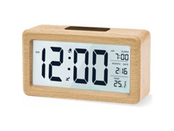 Reloj Despertador Digital - Reloj De Mesilla De Noche De Madera Con Pantalla Grande
