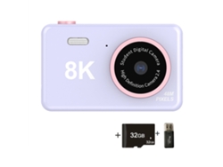 Cámara digital compacta portátil para estudiantes, pantalla 4k HD, 32 g, 24 pulgadas, color morado Cuich