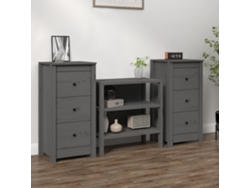 Lovely Home Aparador 2 Pzs 40X35X80 Cm Madera de Pino Maciza Gris