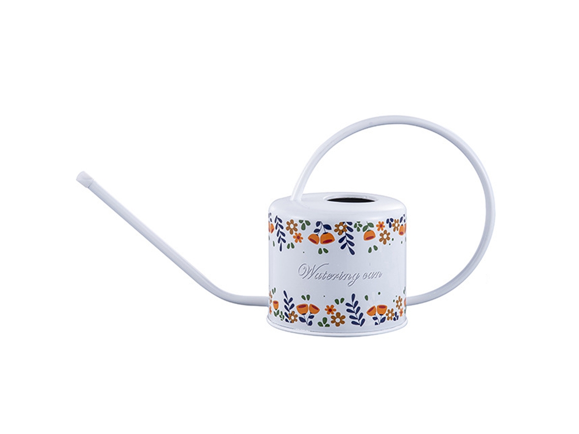 Regadera de acero inoxidable de 1,3 l con pico largo, color blanco