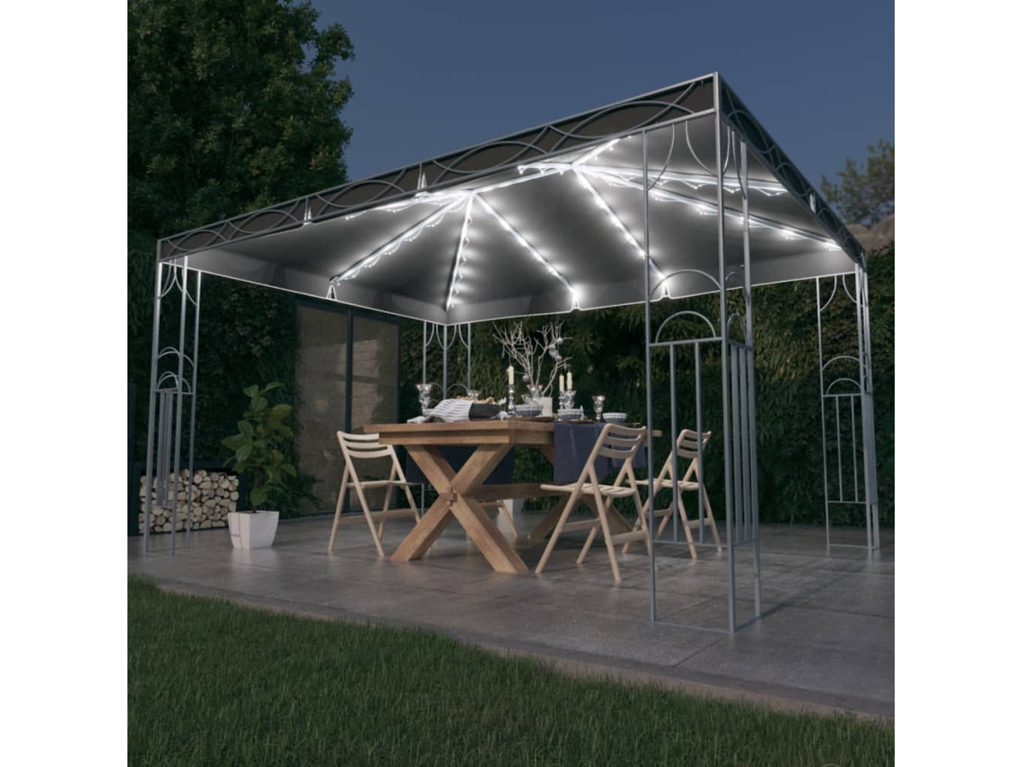 Cenador con guirnalda de luces LED, 400 x 300 cm, antracita, WSD453702, Lovely Home
