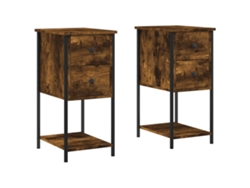 Maison Exclusive - Mesitas Noche 2 Uds Madera Ingeniería Roble Ahumado 32x42x70 Cm