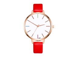 Reloj De Pulsera De Cuarzo Sencillo Para Mujer Zhoulianfa Con Correa De Piel Sintética Roja.