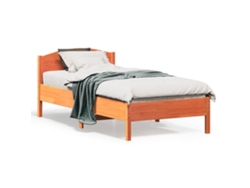 Estructura De Cama Sin Colchón Madera Maciza Marrón 75x190 Cm