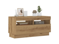 Mueble Tv Luces Led Madera Ingeniería Roble Artisan 80x35x40 Cm