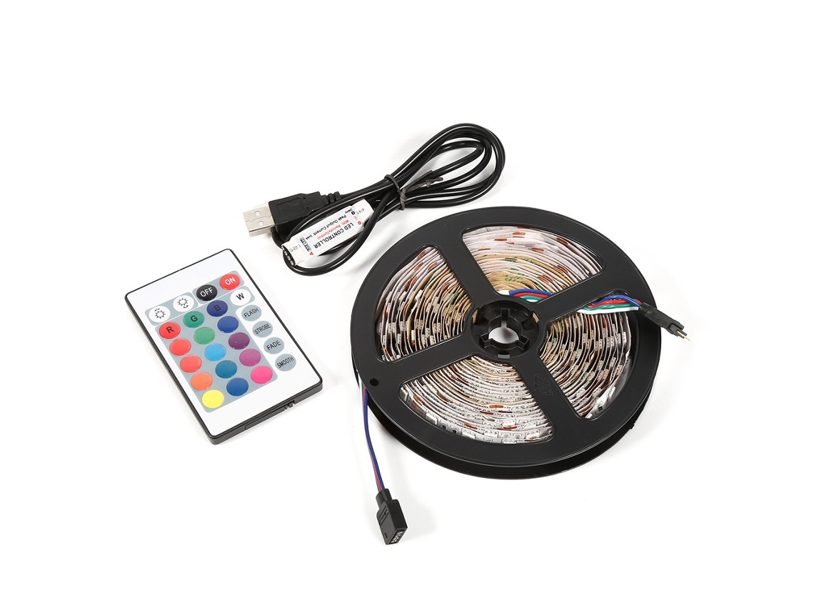2026-cinta Led Rgb 5050 De 5m 5v Usb Con Control Remoto 24 Botones Para Tv No Impermeable