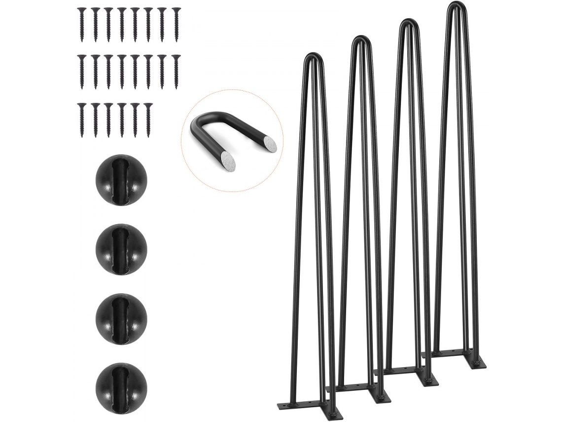Juego de 4 Patas de Mesa Hairpin en Acero 710 mm para Estabilidad Tekmaquinas