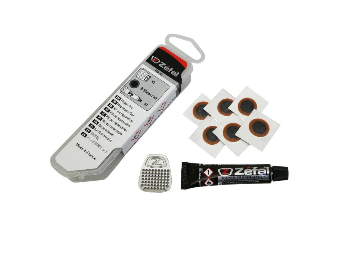 Kit de reparación de tubos de carretera - caja de 4 parches de 15mm + pegamento 5g + violación de acero con instrucciones ZEFAL