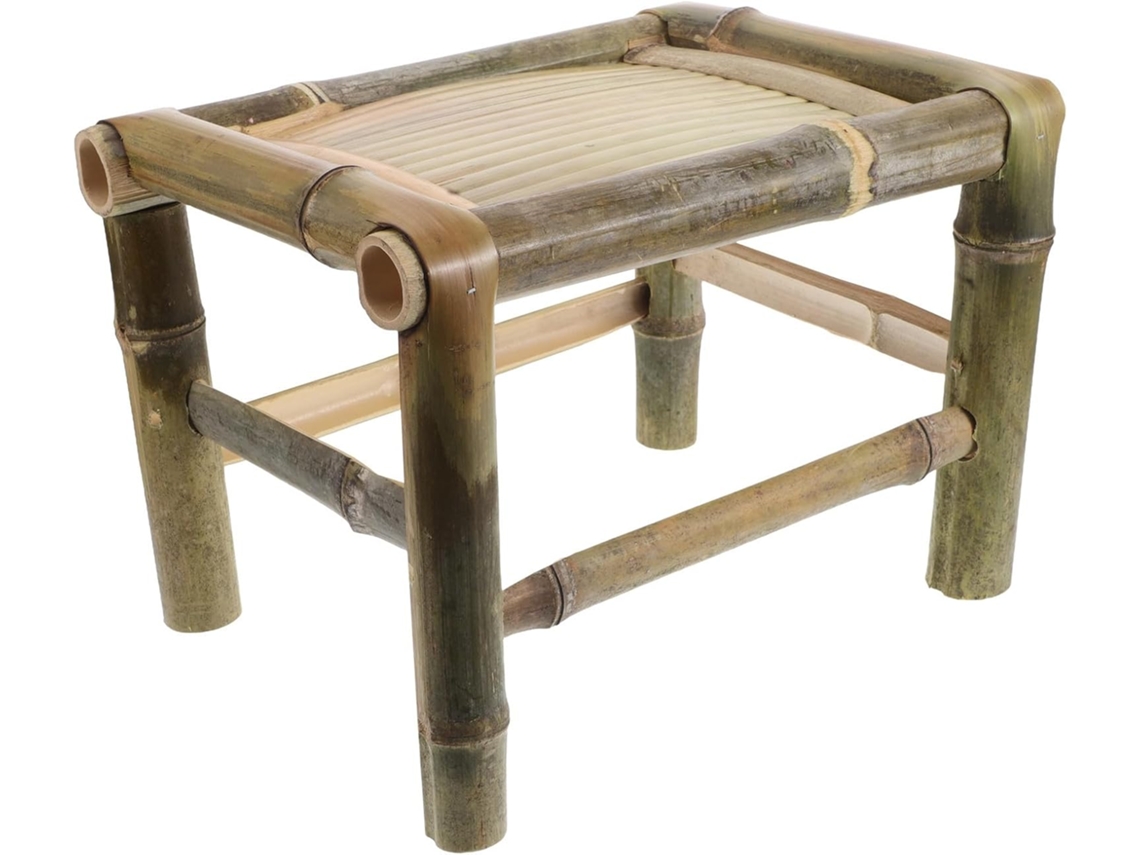 Taburete De Bambú Que Puede Usarse Como Reposapiés O Asiento, Fabricado En Bambú Transpirable, Bajo Y Versátil, Con Un