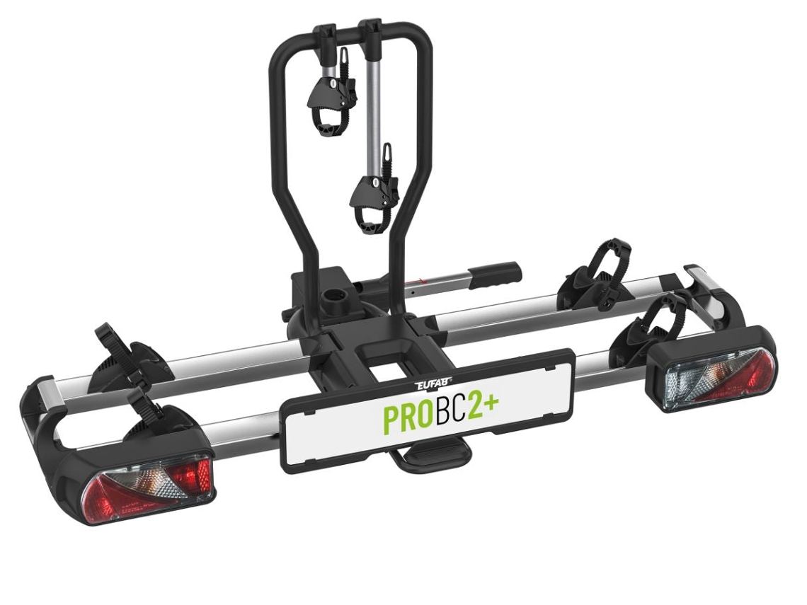 Portabicicletas Probc2+ para 2 bicicletas, especialmente diseñado para portabicicletas traseros de gran tamaño.