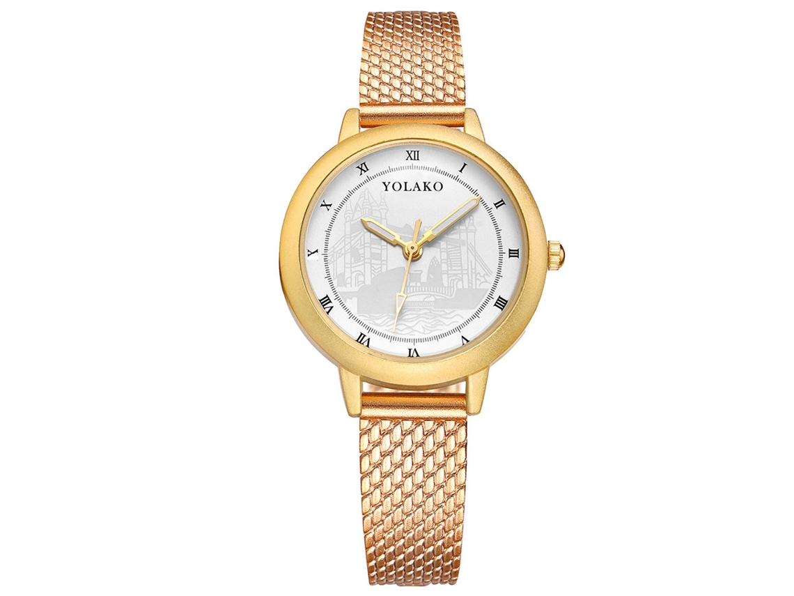 Elegante Reloj De Pulsera De Cuarzo Informal Para Mujer Con Esfera Redonda Color Crema.