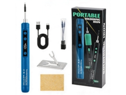 Soldador Portátil De 15 W Recargable Por Usb Con Temperatura Ajustable De 180 °c A 450 °c Y 3 Puntas De Soldadura Digitallab (azul)