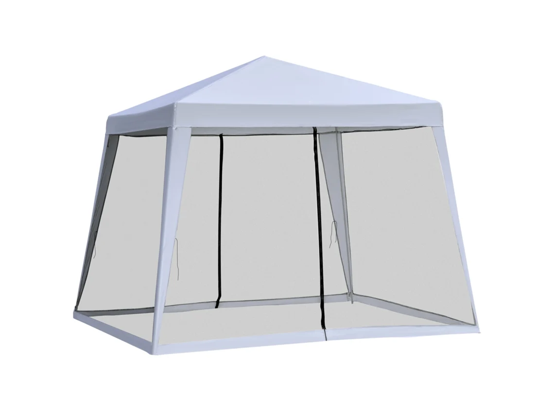 Tienda De Jardín Gris De 3x3 M Con Mosquitera De Poliéster.
