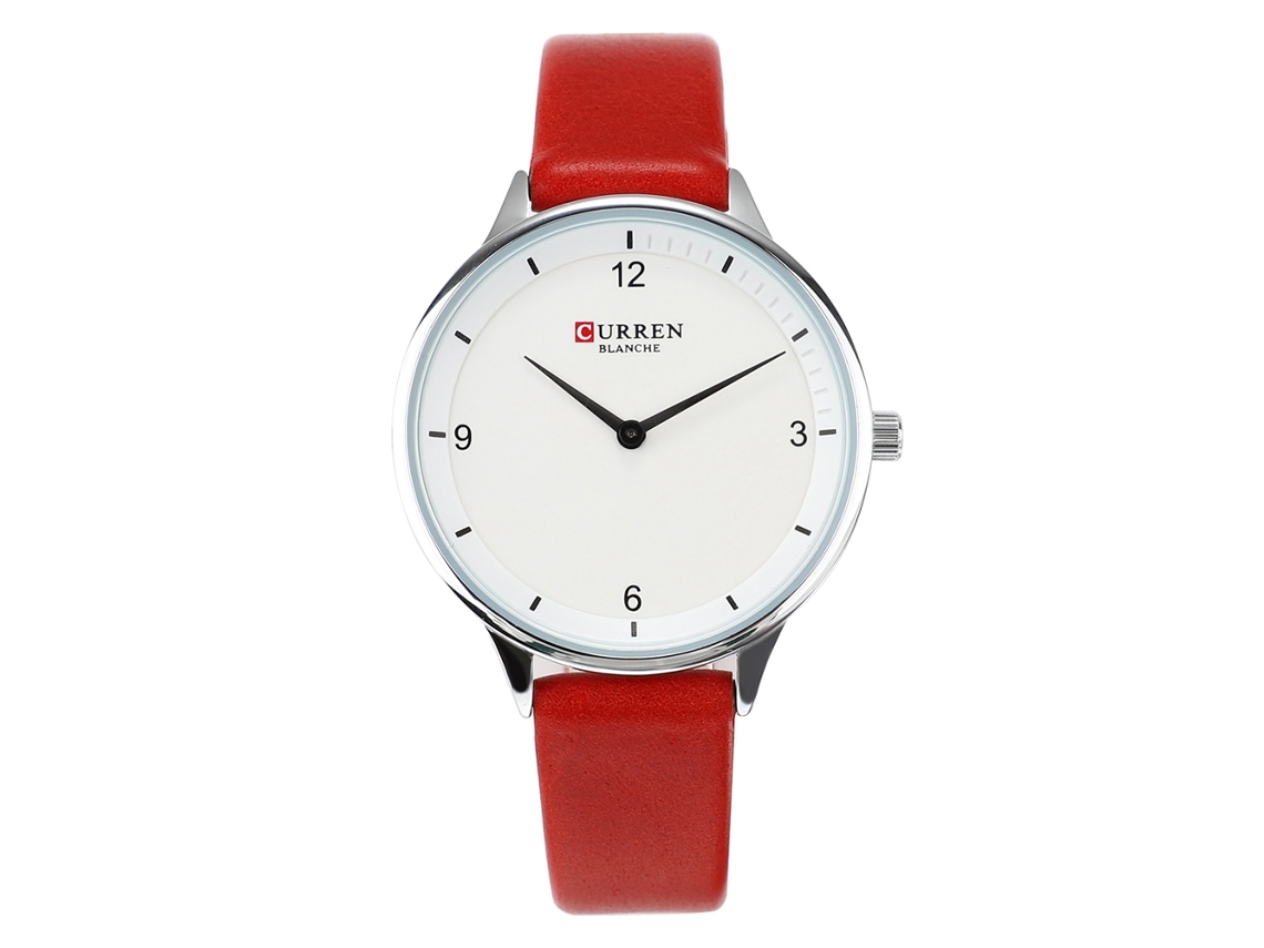 Reloj De Pulsera Casual De Moda Para Mujer Con Correa De Pu Y Movimiento De Cuarzo Rojo.
