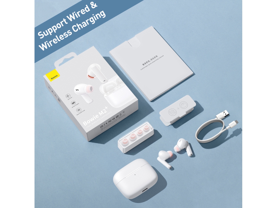 Baseus Bowie M2 ANC TWS Bluetooth 5.2 Auriculares de oido, Auriculares con Noise Cancelling ativo, Baja Latencia, Reducción de ruído ENC de 4 mics