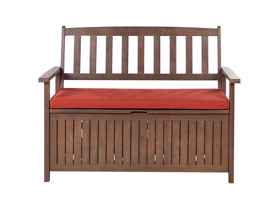 Banco con cojín BELIANI Sovana de Madera de acacia Madera oscura 120x60x91